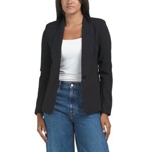 VENTI Black Made In Italy Solid Shawl Lapel Collar Blazer